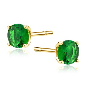Cercei argint placati cu aur galben cu pietre verzi 6mm DiAmanti 2CO6EG_G-DIA (Argint 925‰ 1,05 g.)
